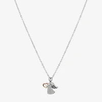 Gratitude & Grace Womens Crystal Pure Silver Over Brass Angel Heart 16 Inch Pendant Necklace