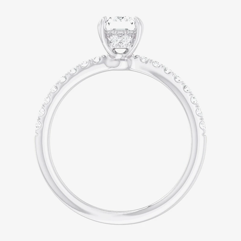 (G-H / Si1-Si2) Womens 1 CT. T.W. Lab Grown White Diamond 10K Gold Side Stone Engagement Ring