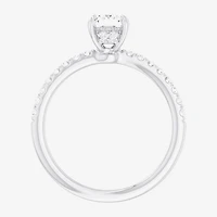 (G-H /  Si1-Si2) Womens 1 CT. T.W. Lab Grown White Diamond 10K Gold Side Stone Engagement Ring