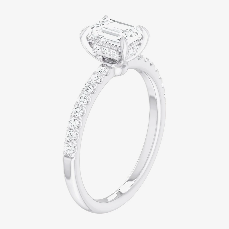 (G-H / Si1-Si2) Womens 1 CT. T.W. Lab Grown White Diamond 10K Gold Side Stone Engagement Ring