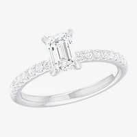 (G-H /  Si1-Si2) Womens 1 CT. T.W. Lab Grown White Diamond 10K Gold Side Stone Engagement Ring