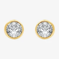 Yes, Please! Womens Lab Created White Sapphire 14K Gold Over Silver Sterling Silver Round 2 Pair Earring Set