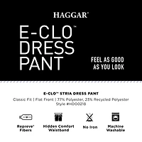 Haggar E-CLO Stria Mens Classic Fit Dress Flat Front Pant