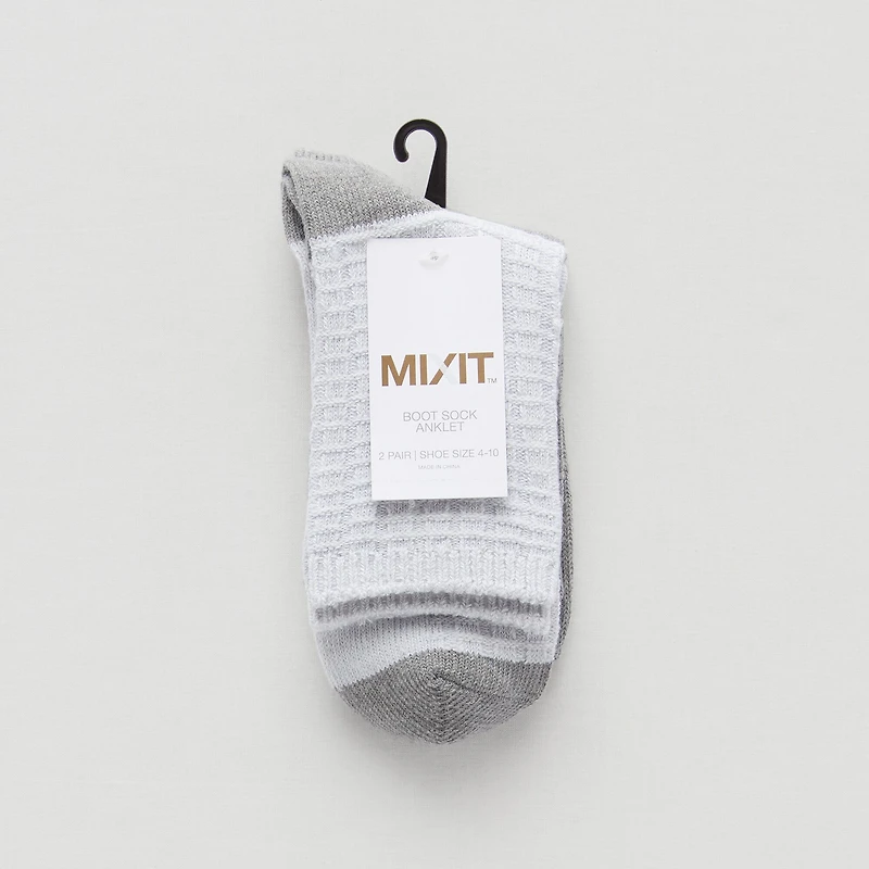 Mixit Womens 2 Pair Quarter Ankle Socks