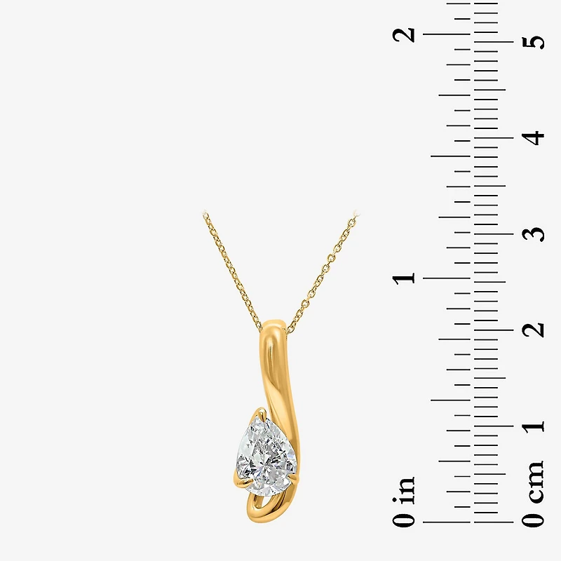 I / I1) Womens CT. Lab Grown White Diamond 10K Gold Pear 18 Inch Pendant Necklace