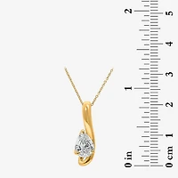I / I1) Womens CT. Lab Grown White Diamond 10K Gold Pear 18 Inch Pendant Necklace