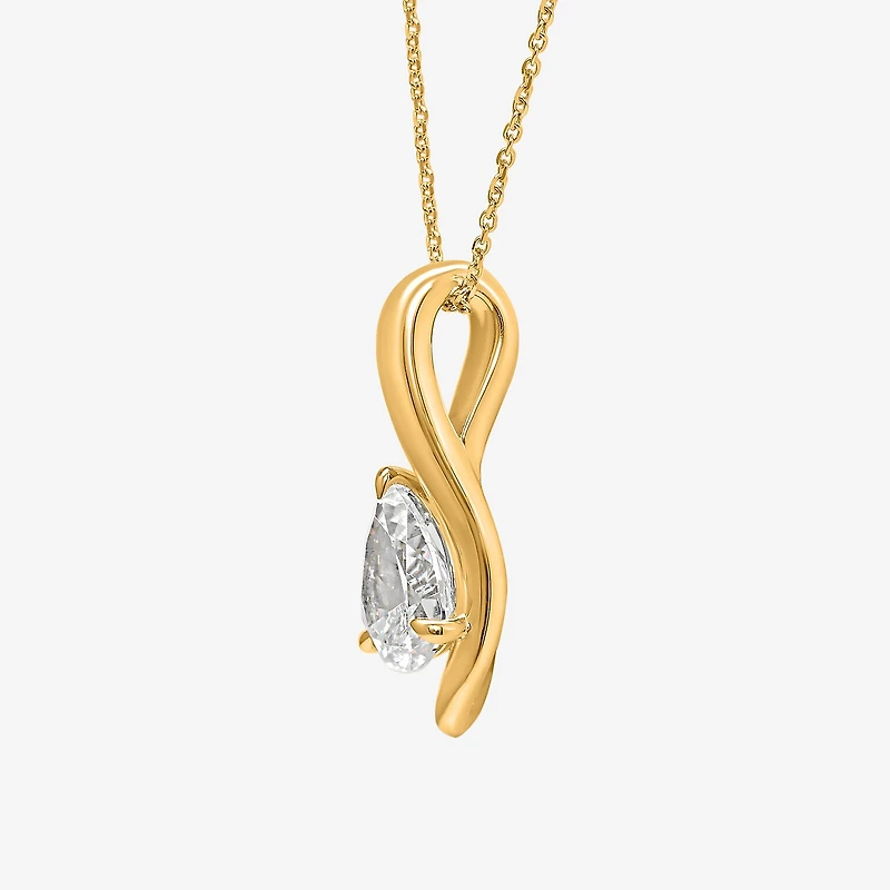 I / I1) Womens CT. Lab Grown White Diamond 10K Gold Pear 18 Inch Pendant Necklace