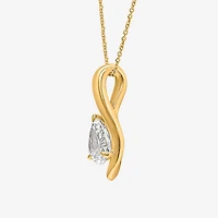 I / I1) Womens CT. Lab Grown White Diamond 10K Gold Pear 18 Inch Pendant Necklace