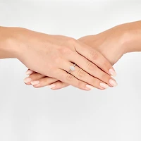 (H-I / Si1-Si2) Womens 1/2 CT. T.W. Lab Grown White Diamond 10K Gold Oval Side Stone Halo Engagement Ring