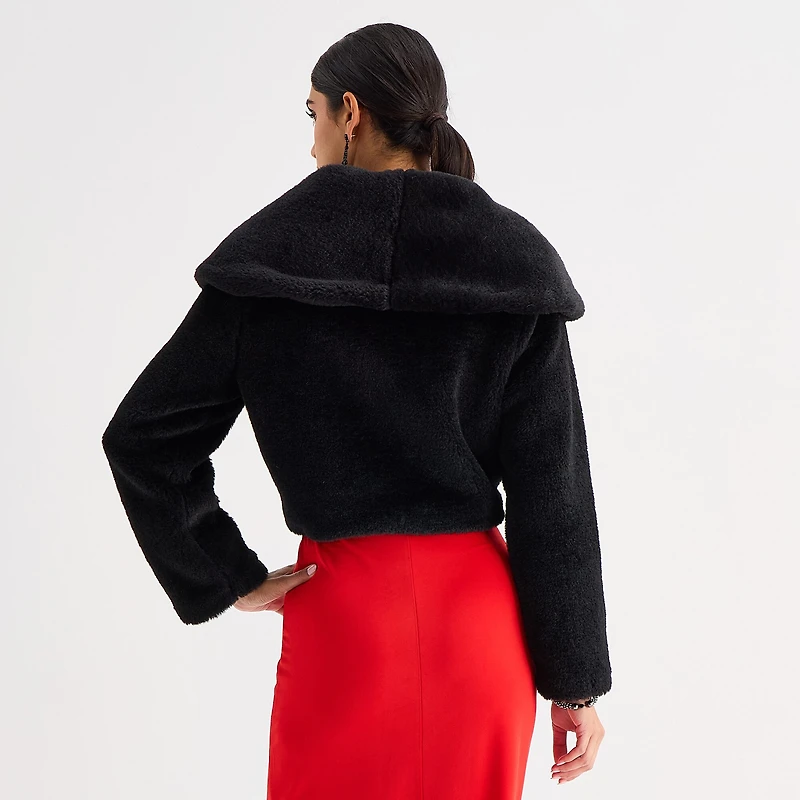 Perceptions Faux Fur Womens Long Sleeve Shrug