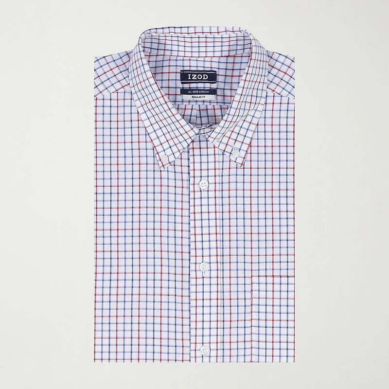 IZOD All Over Stretch Mens Regular Fit Easy Care Wrinkle Free Long Sleeve Dress Shirt