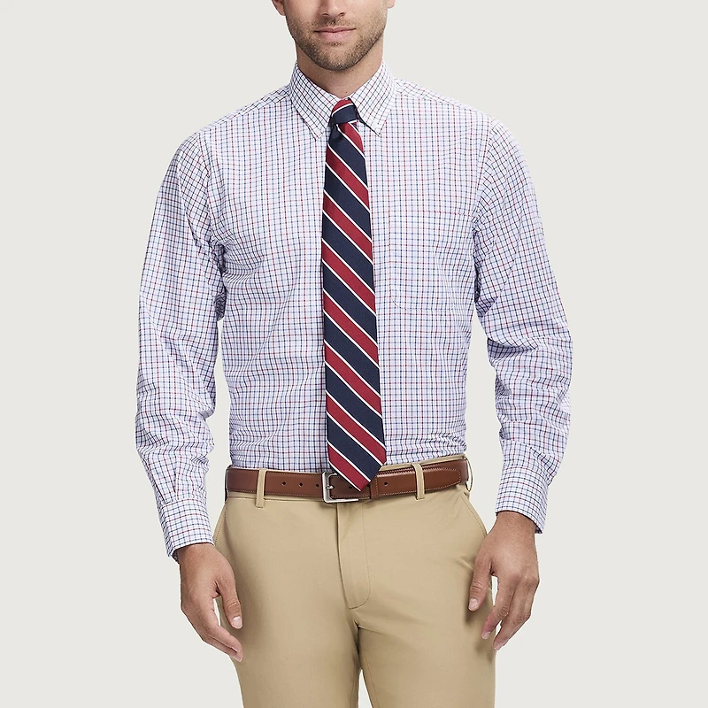 IZOD All Over Stretch Mens Regular Fit Easy Care Wrinkle Free Long Sleeve Dress Shirt