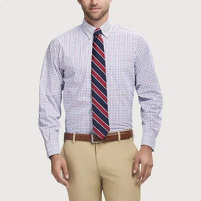 IZOD All Over Stretch Mens Regular Fit Easy Care Wrinkle Free Long Sleeve Dress Shirt