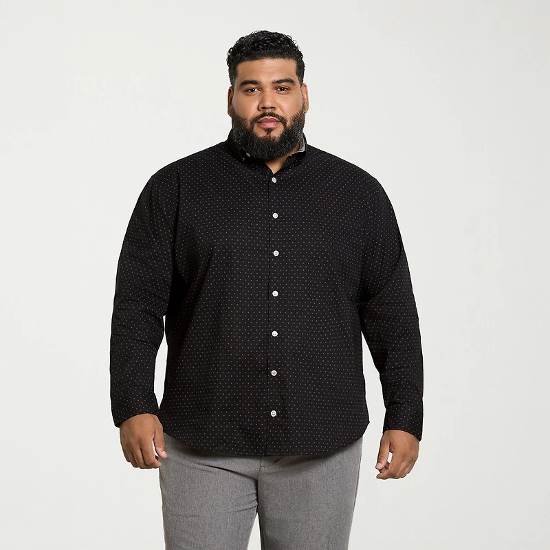 Van Heusen Cronbie Mens Long Sleeve Regular Fit Stretch Fabric Big and Tall Button-Down Shirt