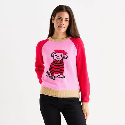 St. John's Bay Womens Crew Neck Long Sleeve Pullover Sweater