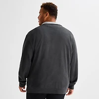 U.S. Polo Assn. Flatback Mens Mock Neck Long Sleeve Big and Tall Quarter-Zip Pullover