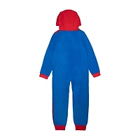 Disney Collection Little & Big Kid Boys Marvel Spiderman Microfleece Hooded Long Sleeve One Piece Pajama