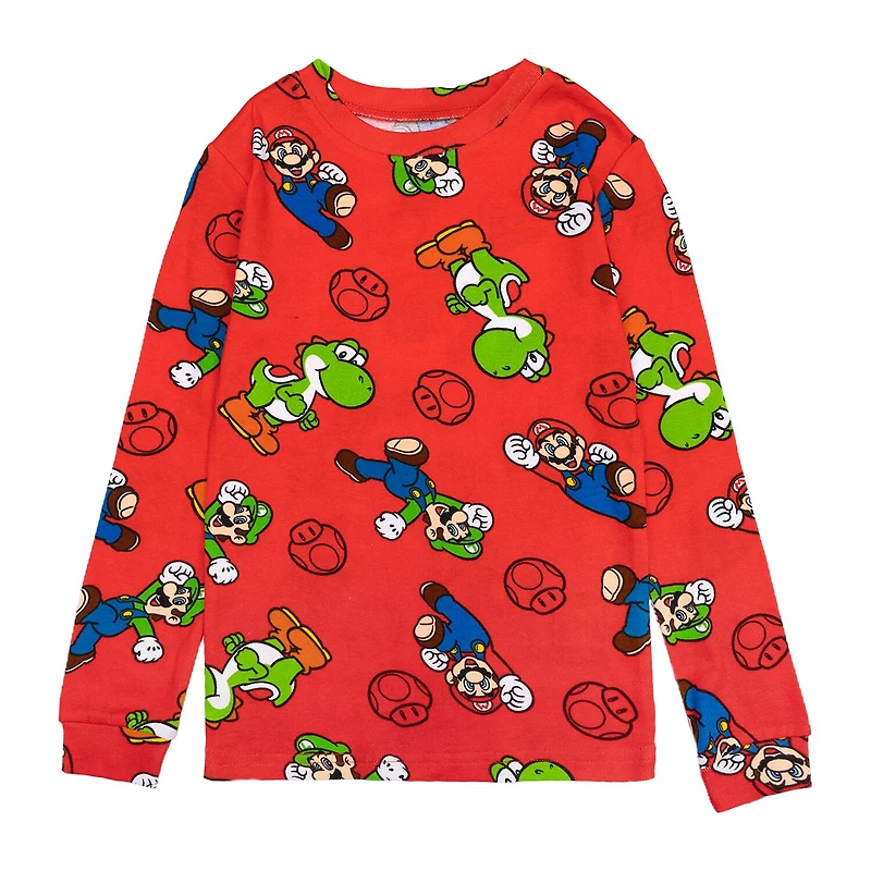 Little & Big Kid Boys Super Mario Crew Neck Long Sleeve 4-pc. Pajama Set