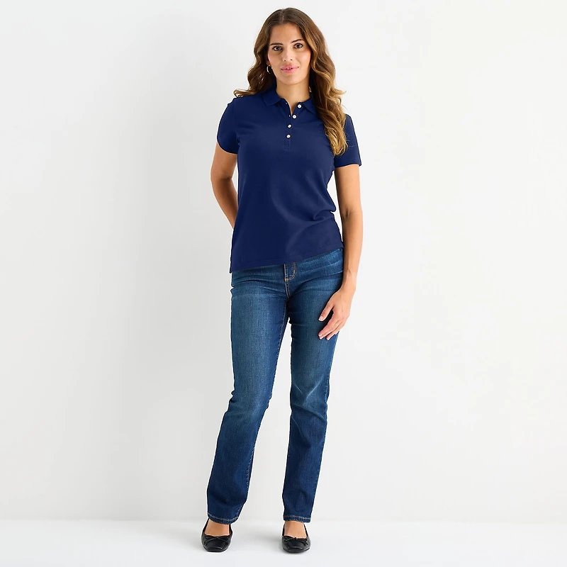 St. John's Bay Womens Tall Short Sleeve Polo Shirt