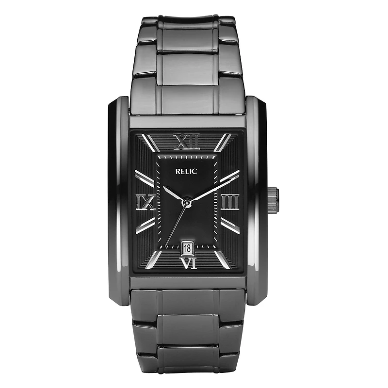 Relic® Mens Gunmetal Rectangle Watch ZR77109