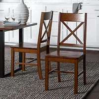 2-pc. Antique Brown Wood Dining Chairs