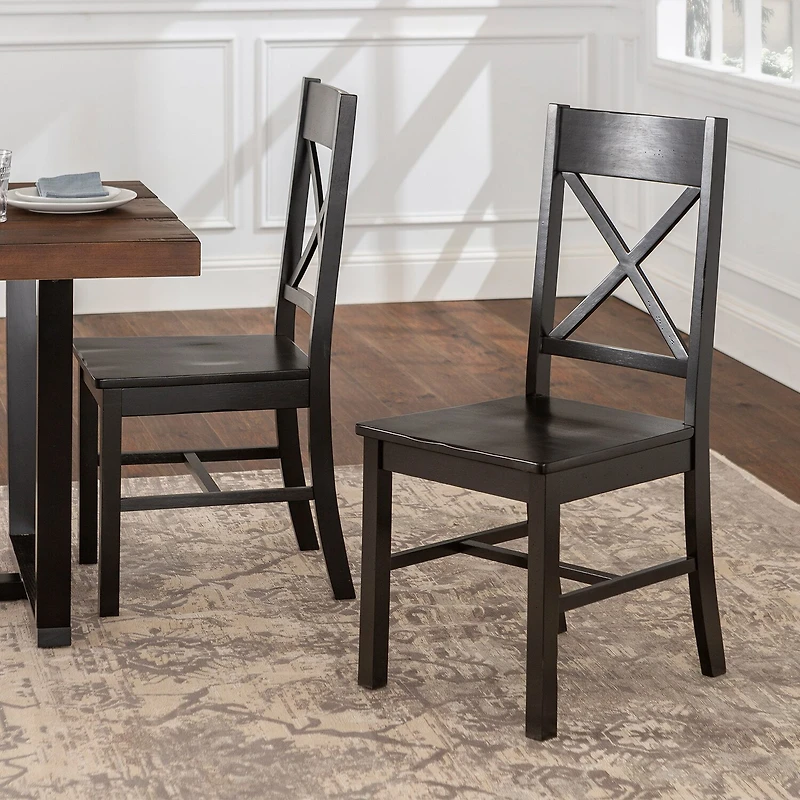 2-pc. Antique Brown Wood Dining Chairs