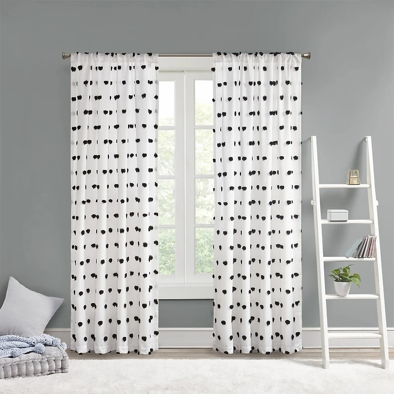 Intelligent Design Lauren Rod Pocket Embellished Sheer Single Curtain Panel