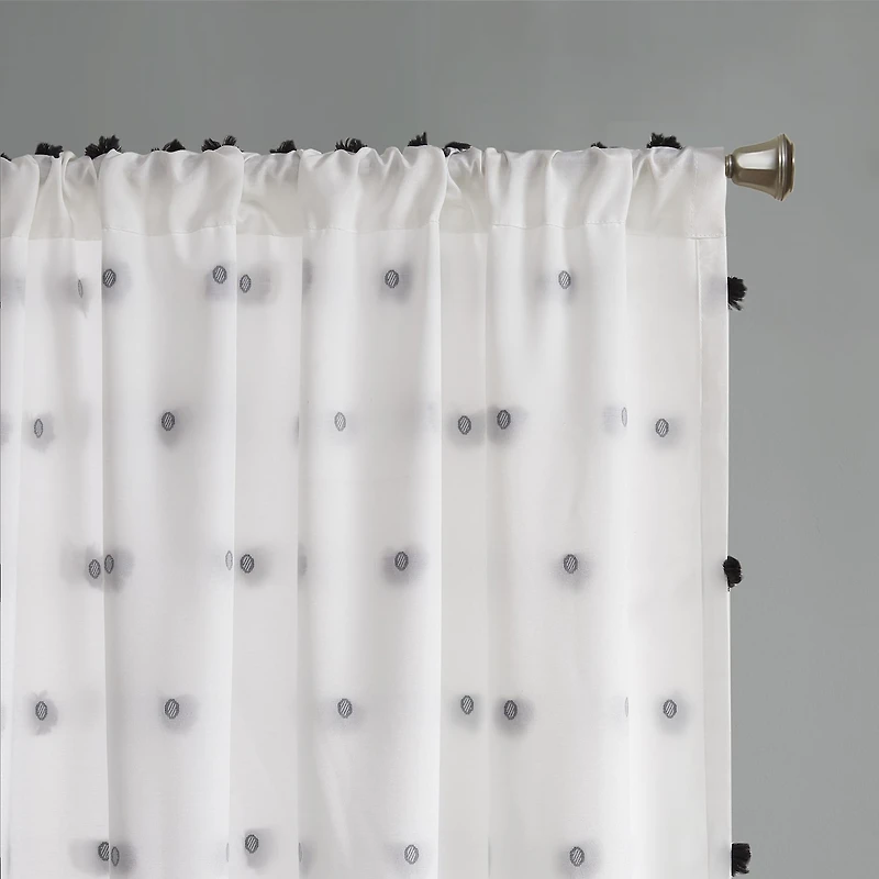Intelligent Design Lauren Rod Pocket Embellished Sheer Single Curtain Panel