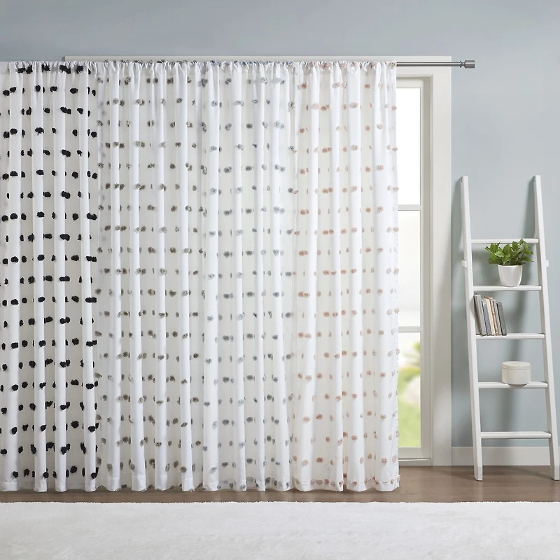 Intelligent Design Lauren Rod Pocket Embellished Sheer Single Curtain Panel