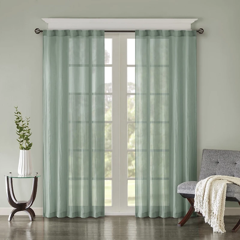Madison Park Kaylee Rod Pocket Sheer Set of 2 Curtain Panel