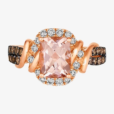 Le Vian® Ring featuring 1 1/2 CT. Peach Morganite™ 1/3 Nude Diamonds™ Chocolate Diamonds® set 14K Strawberry Gold®