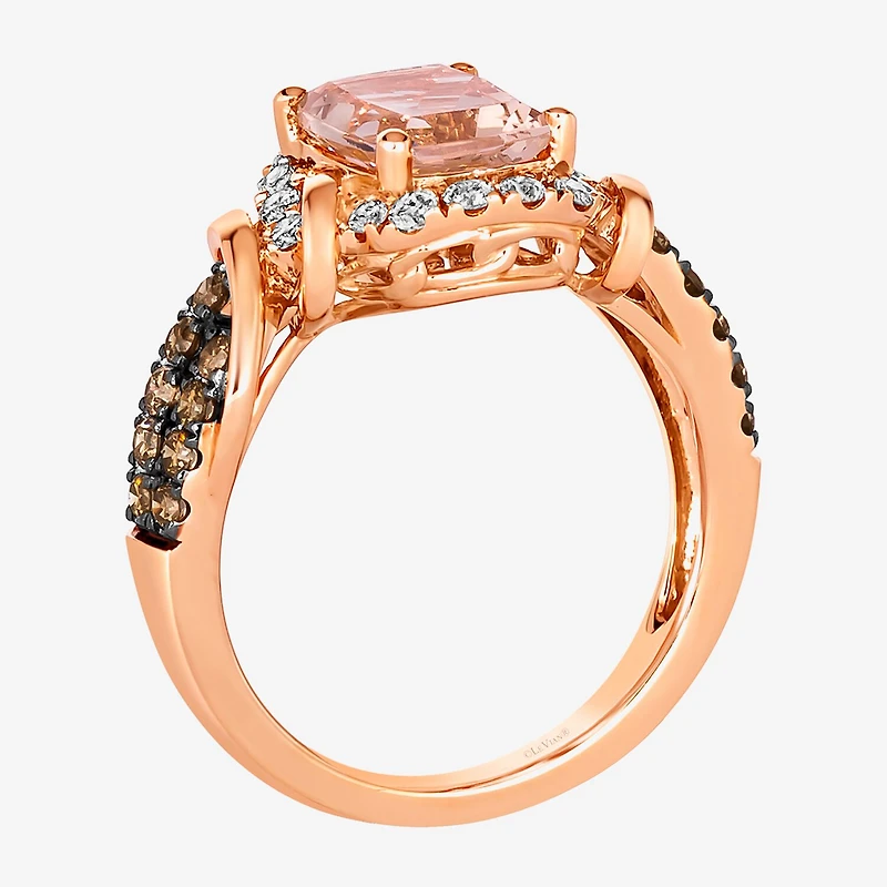 Le Vian® Ring featuring 1 1/2 CT. Peach Morganite™ 1/3 Nude Diamonds™ Chocolate Diamonds® set 14K Strawberry Gold®