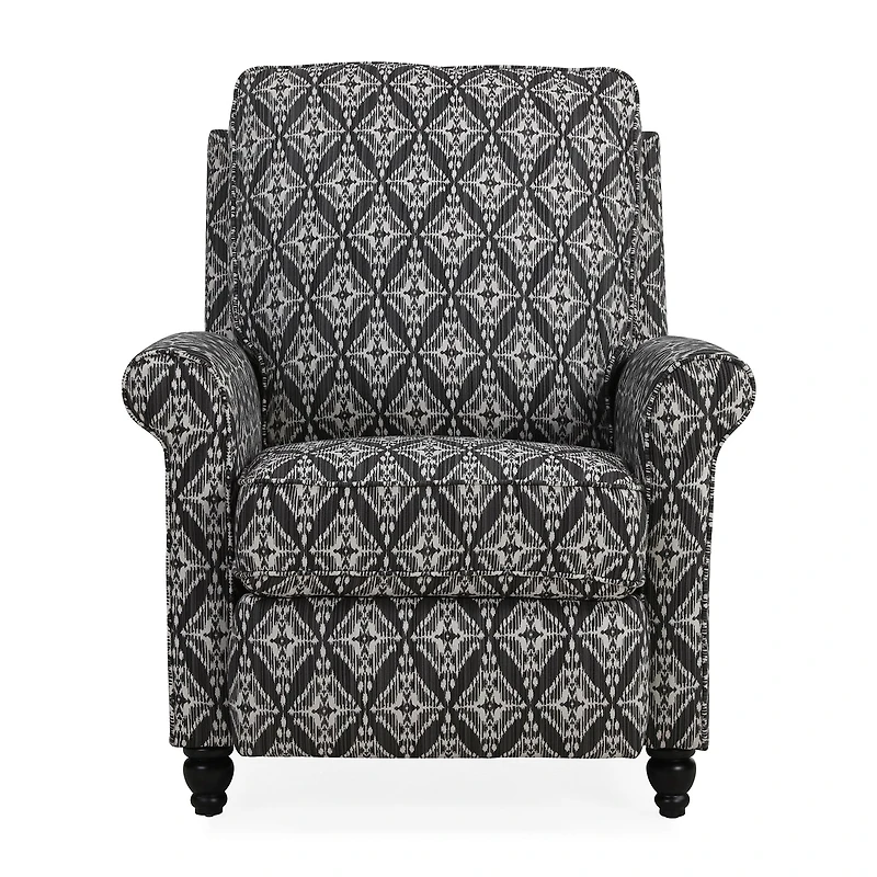 ProLounger Sheahan Transitional Roll-Arm Push Back Recliner Diamond Medallion Print