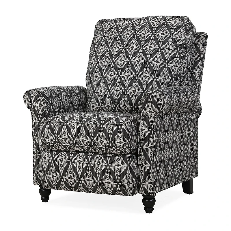ProLounger Sheahan Transitional Roll-Arm Push Back Recliner Diamond Medallion Print
