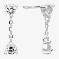 Itsy Bitsy Womens Cubic Zirconia Sterling Silver Drop Earrings