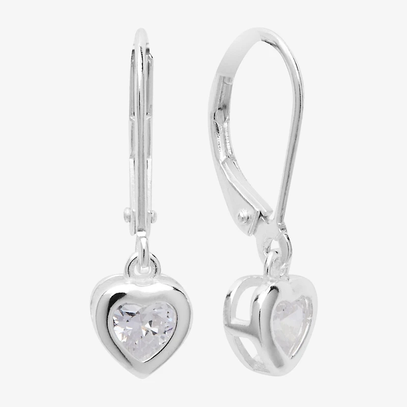 Silver Treasures Womens Cubic Zirconia Sterling Silver Hypoallergenic Drop Earrings