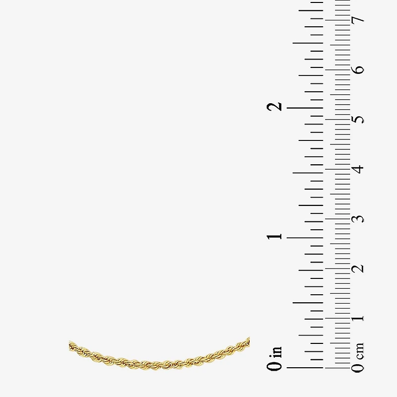 Womens 10K Gold 9 Inch Hollow Rope Ankle Bracelet