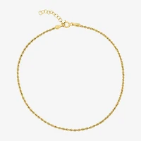 Womens 10K Gold 9 Inch Hollow Rope Ankle Bracelet