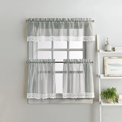 CHF Delicate Lace 3-pc. Rod Pocket Window Tier