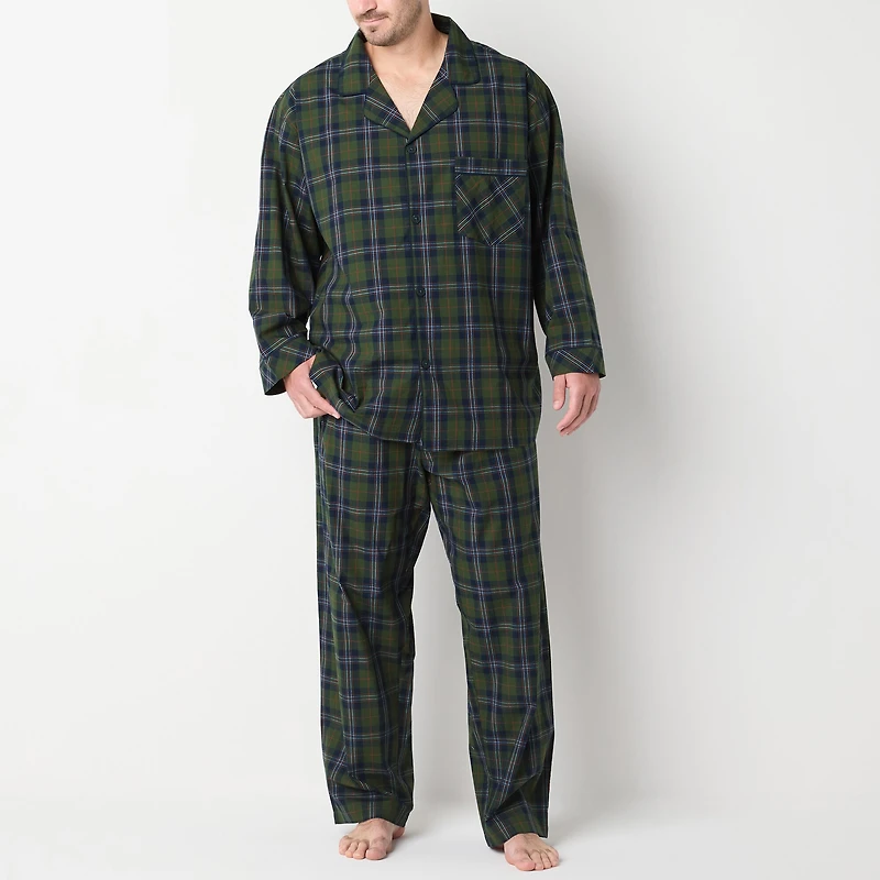 Stafford Modal Mens Long Sleeve 2-pc. Big Pajama Set