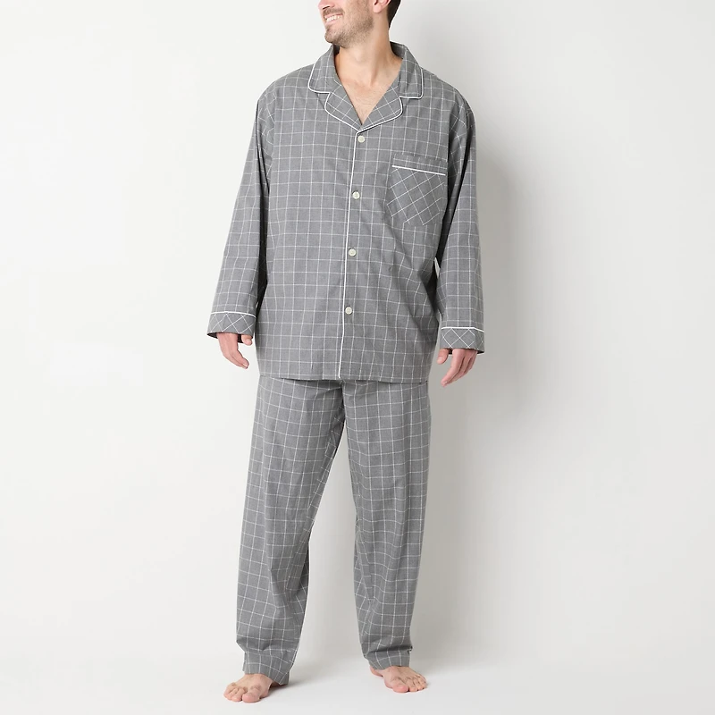 Stafford Modal Mens Long Sleeve 2-pc. Big Pajama Set