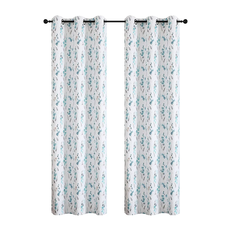 Regal Home Isla Printed Grommet Top Energy Saving Blackout Set of 2 Curtain Panel