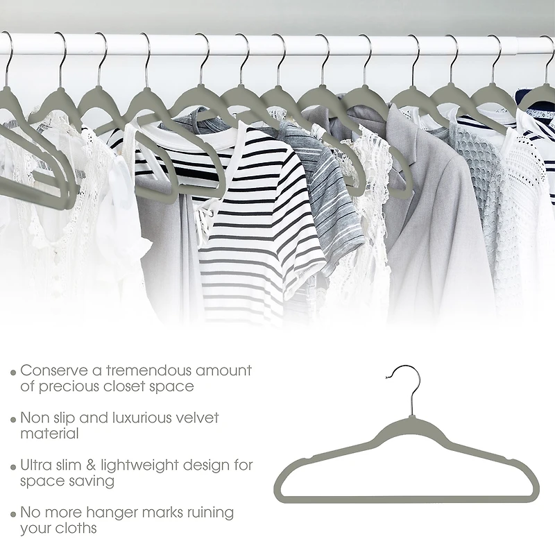 Elama Velvet Slim Profile Heavy Duty Felt 100-pc. Plastic Hangers