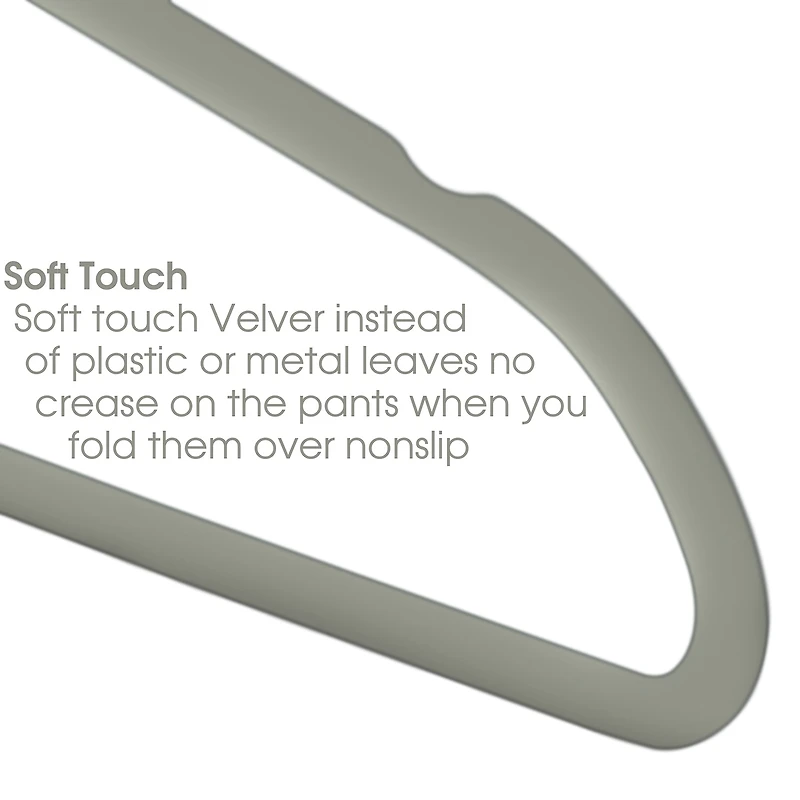 Elama Velvet Slim Profile Heavy Duty Felt 100-pc. Plastic Hangers