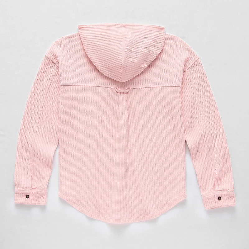 Thereabouts Waffle Little & Big Kid Girls Lightweight Shirt Jacket
