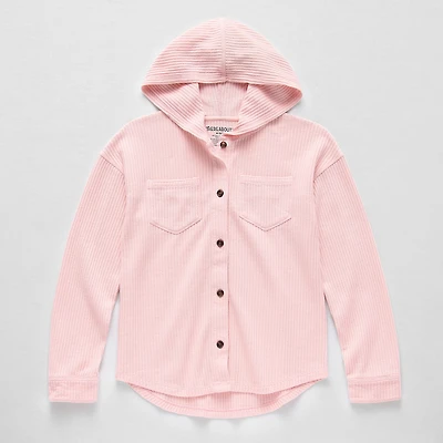 Thereabouts Waffle Little & Big Kid Girls Lightweight Shirt Jacket