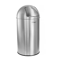 Elama 50 Liter Large 13 Gallon Push Lid Stainless Steel Cylindrical Trash Can