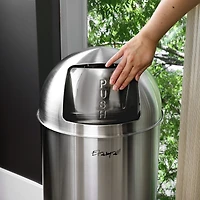 Elama 50 Liter Large 13 Gallon Push Lid Stainless Steel Cylindrical Trash Can