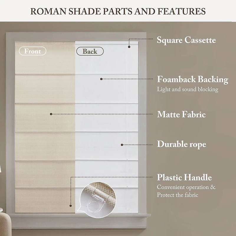 Madison Park Galen Matte Cordless Room Darkening Roman Shade