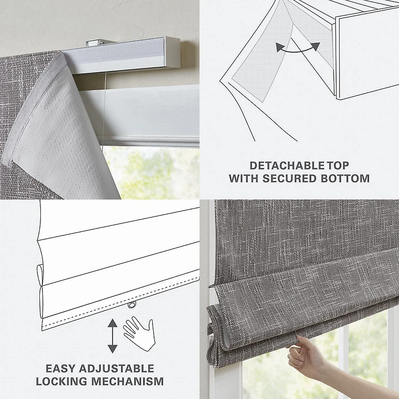 Madison Park Quincy Cordless 100% Blackout Roman Shade